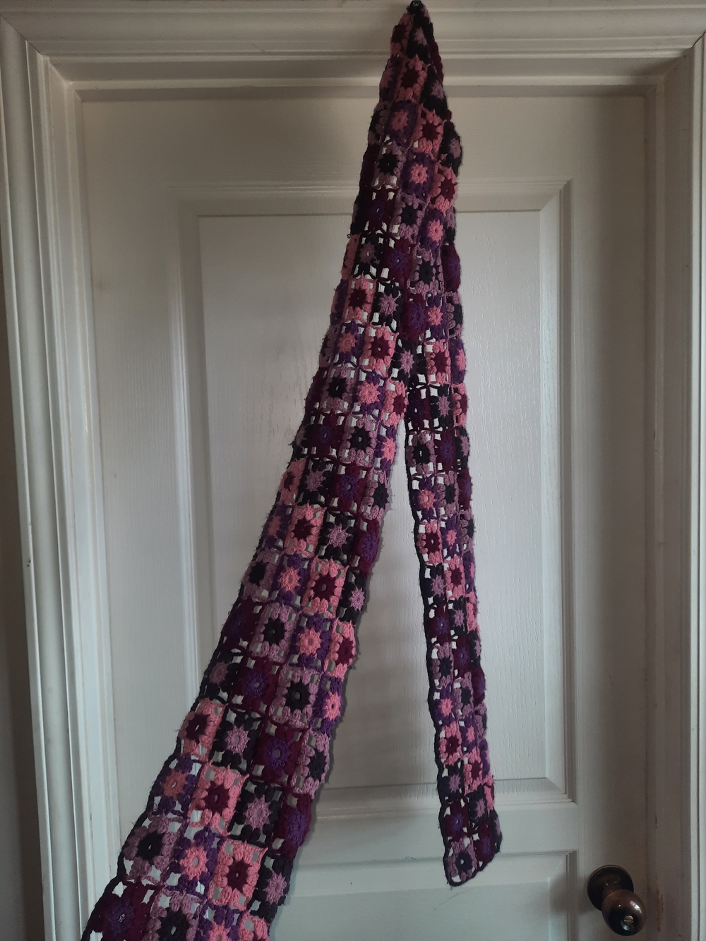 Handmade Pink & Purple Crochet Granny Square Scarf